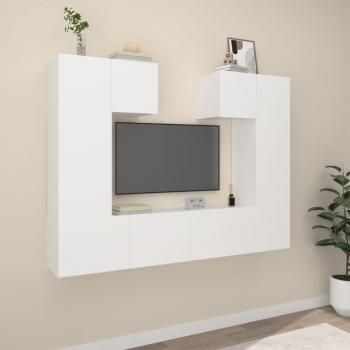 Set de Muebles para TV 6 Piezas Madera Contrachapada Blanco