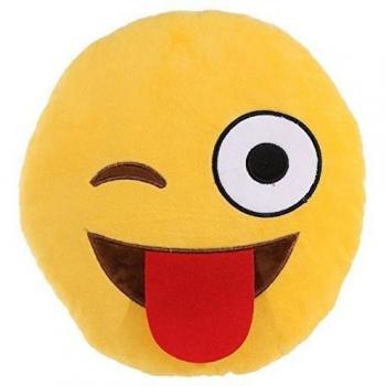 Winking Tongue Out Smiley Face Emoji Plush Cushion by A4TECH