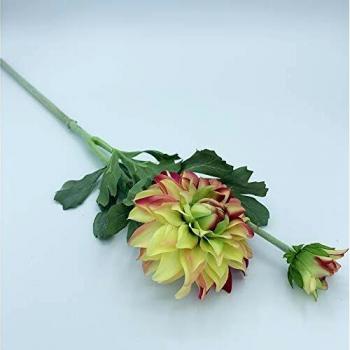Wellhome Ramo de Dalia con Tacto Natural Dos Cabezas de Ø9 cm en Color, Amarilla 58 Cm, Unitario