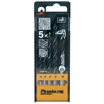Black+Decker X56001-QZ - Cassette 5 brocas de acero al cromo-vanadio para madera con punta centradora: ø 4, 5, 6, 8, 10 mm.