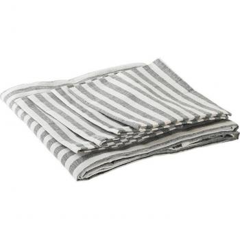 Conjunto de Mantel y Servilletas de Algodón Rayado DKD Home Decor en Gris, Blanco y Verde