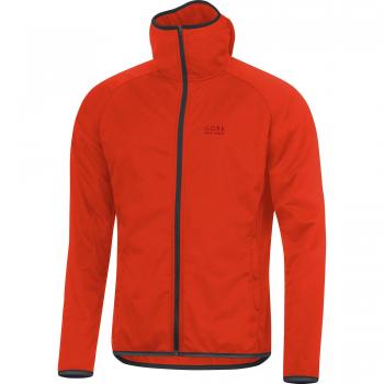 Gore Bike Wear Sudadera con Capucha para Ciclismo en Carretera o MTB, Hombre, Gore Windstopper, Urban Hoody, Talla M, Naranja, JWELMU