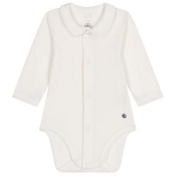 White Cotton Long Sleeve Baby Bodysuit, Size 3M, Unisex