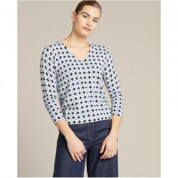 Jersey de mujer estampado con escote en V y mangas 3/4