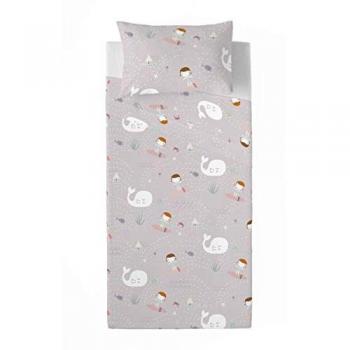 Juego de Sábanas Infantil 100% Algodón Surfing Niña Haciendo el Indio 180 x 270 cm (Cama de 105) Fabricado en España