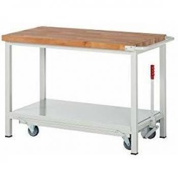 Banco de Trabajo Móvil y Descendible Eurokraft Pro 476538, Estructura Serie 8000 con 1 Estante, Dimensiones 750 x 700 mm