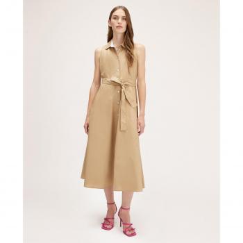 Vestido Camisero de Popelina Sin Mangas con Cuello Marinero de Motivi