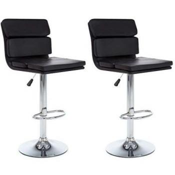 vidaXL 2X Sillas Bar Giratorias Piel Sintética 44x50x114cm Negro Mobiliario