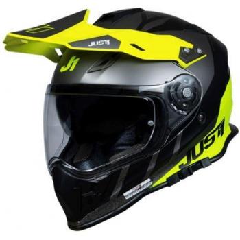 Casco Just1 J-34 Pro Outerspace Negro-Titanio-Amarillo Fluo, Adultos Unisex, Multicolor, Talla Medium