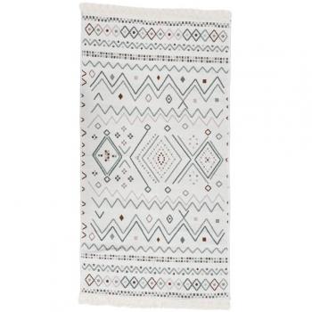 Alfombra de algodón beige y azul 120 x 180 cm para sala de estar, dormitorio y salón