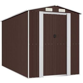 vidaXL Garden Shed Dark Brown 192x357x223 cm Galvanised Steel
