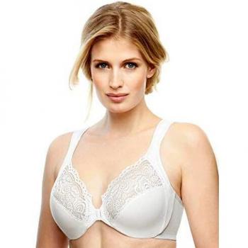 Glamorise Front-Close Wonderwire Bra - White Underwire Bra for Women 42-G