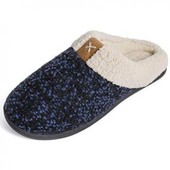 ULTRAIDEAS Zapatillas de Casa para Mujeres de Espuma Viscoelástica con Forro de Felpa, sin Cordones, con Suela de Goma Antideslizante para Interiores y Exteriores ,Azul,38/39EU