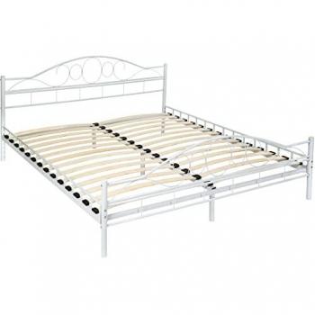 Cama doble Art para dormitorio con estructura de acero y somier incluido, 200 x 180 cm, estructura estable y robusta, incluye somier de madera de álamo, diseño atractivo y atemporal