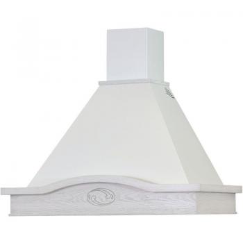Campana extractora Lucrezia de acero inoxidable blanco con marco de madera color ceniza de 90 cm
