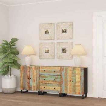 Aparador de 3 piezas de madera maciza reciclada marrón