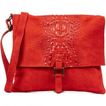FIRENZE ARTEGIANI Bandolera de piel auténtica con grabado de cocodrilo, estilo italiano.