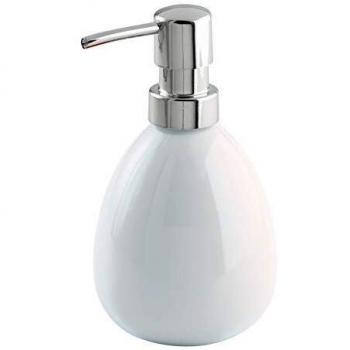 Wenko Polaris Dosificador Jabón 0.39 L, Cerámica, Blanco, 9x9.5x16 cm