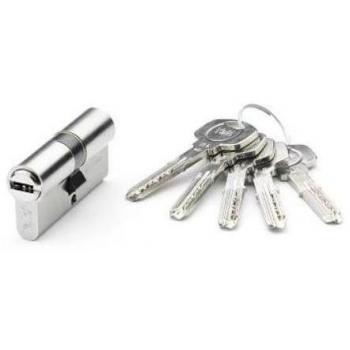 Cilindro de seguridad Yale YL6 de 40x50 en níquel con doble embrague y 5 llaves