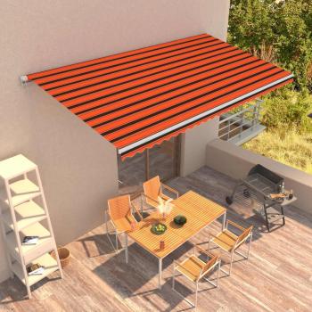 Toldo automático retráctil naranja y marrón 600x300 cm