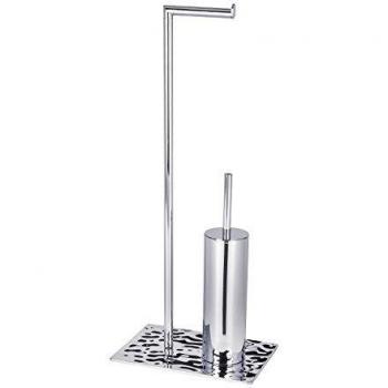 Wenko 22132100 Lagos conjunto de inodoro con pie acero inoxidable, 30 x 69 x 20 cm