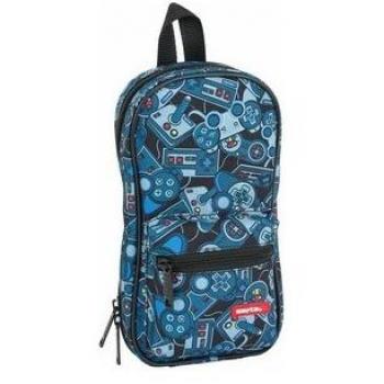 Plumier Mochila C/4 Port. Vacío Welcome Gamers Blue - Safta