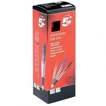 5 Star 0054702 - Pack de 10 bolígrafos retráctiles, 0.4 mm, color rojo