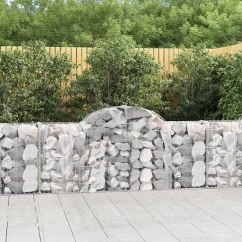 Cestas de gaviones de arco 9 piezas 200x30x80/100 cm hierro galvanizado Plateado