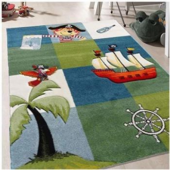 Alfombra Infantil Tejida Azul Pirata 240x340 cm - Polipropileno