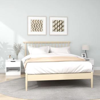 Mesita de noche de múltiples capas de madera blanca (2 piezas)