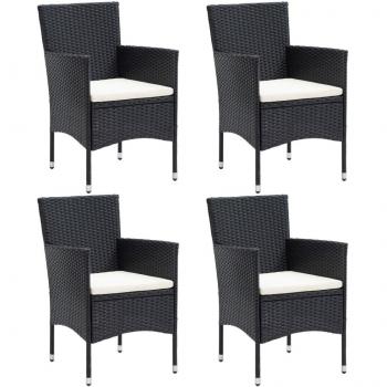 Sillas de comedor para jardín 4 unidades ratán sintético negro