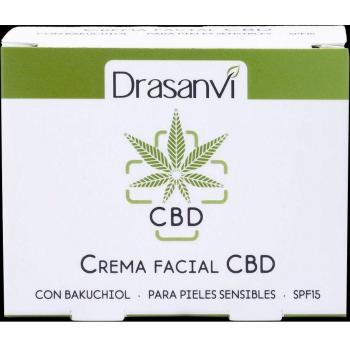 Drasanvi Crema Facial CBD SPF-15 50ml - CBD, Aceite de Cáñamo, Manteca de Karité, Ácido Hialurónico, Bakuchiol