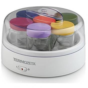 Yogurtiera Termozeta 75105, 7 vasitos de vidrio de 150ml, 15W, con tapa transparente, ideal para yogur natural y fresco