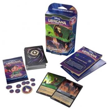 Disney Lorcana: Shimmering Skies Starter Deck Emerald & Steel (Kronk y Scar) - Cartas coleccionables de Chapter 5, modelos surtidos