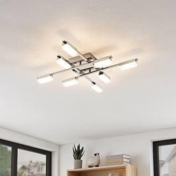 Lámpara de techo LED cromada Lindby Mally, 8 luces