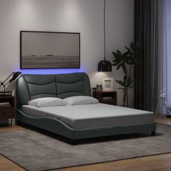 Protector solar con luz LED gris 140x200 cm tela luces y Estructura de cama con luces led tela gris claro 140x200 cm Vidaxl Gris