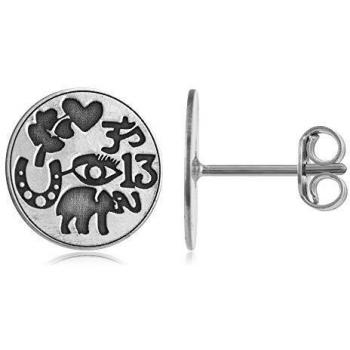 Córdoba Jewels | Pendientes en plata de ley 925 con diseño Chapa Suerte Silver