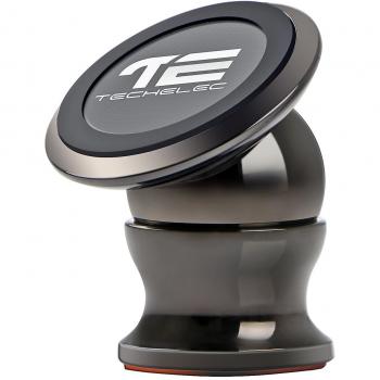 TechElec Soporte Movil Coche, Sostenedor Magnético de Teléfonos Móviles [Rotación de 360 grados] para Smartphone y Dispositivo GPS – Instalación en cualquier Superficie Plana