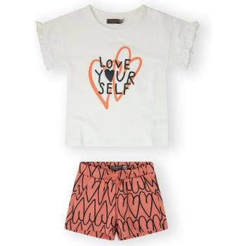 CONJUNTO NIÑA - Camiseta con volantes y short estampado