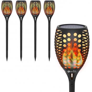 OxyLED luces solares de jardín al aire libre,6 paquetes Solar Camino Luz con realistas llamas,impermeable Jardín Paisaje Pathway luces,Auto Encendido/Apagado al atardecer hasta el amanecer