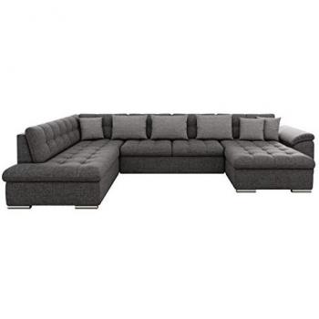 Sofá rinconero Comfivo 141 con función de descanso y caja de ropa de cama, dimensiones 348x205x76cm