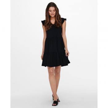 Vestido corto fluido de manga corta con volantes Only Onlmay en color negro