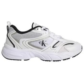 Calvin Klein Retro Tennis Mesh Sneakers for Women - Bright White/Black, Size 40