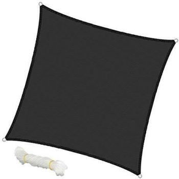 Vela de Sombra Cuadrada 3,6x3,6 m Antracita - HDPE con Protección UV y Cables Tensores - Resistente a Intemperie y Agua