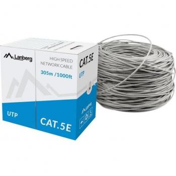 Lanberg Cable de Red Bobina UTP Cat5e Sólido Cobre RJ45 AWG24 Fluke Tested 305m Gris CPR
