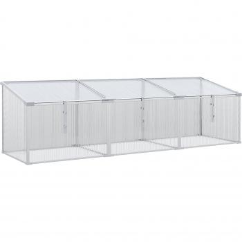 Outsunny Invernadero de Jardín de Policarbonato y Aluminio 180x51x51 cm con 3 Techos Ajustables Protección UV30+ Transparente