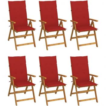 Folding Garden Chairs Set of 6 with Cushions Solid Acacia Wood