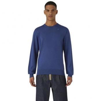 K-Way Sebastien Merino Men's Blue Regular Crew Neck Pullover Sweater - Size S
