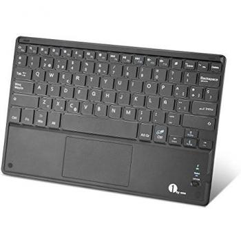 1byone Ultra-Delgado Teclado Inalambrico con una función de Multi-touchpad y batería Recargable, QWERTY español,Negro
