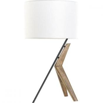 Lámpara de mesa DKD Home Decor con diseño elegante en metal negro, marrón y blanco, acabado en roble - 35 x 35 x 54 cm